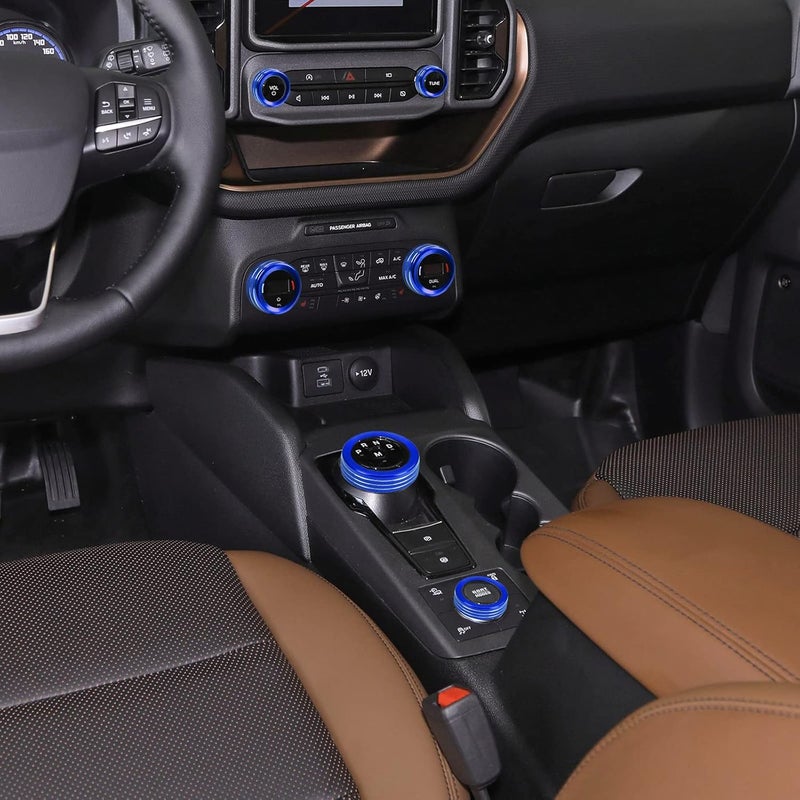 BORUIEN for 2021-2024 Ford Bronco Sport Accessories Air Conditioner AC Headlight Switch Knob 4WD Wheel Drive Trailer Gear Shift Switch Knob Cover 7PCS Blue Aluminum Alloy(Don't for Bronco) - Image 5